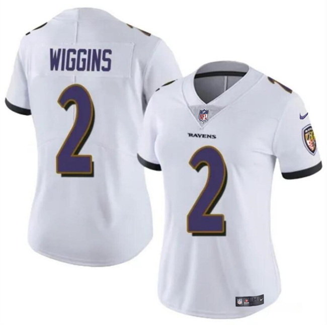 Women's Baltimore Ravens #2 Nate Wiggins White 2024 Draft Football Jersey(Run Small)